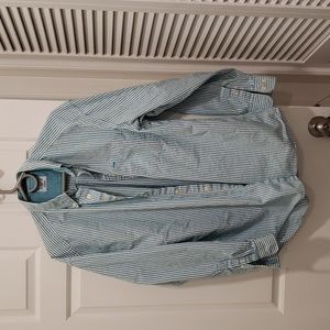 Gap men's Oxford blue and white stripe. Long sleeve. Large.